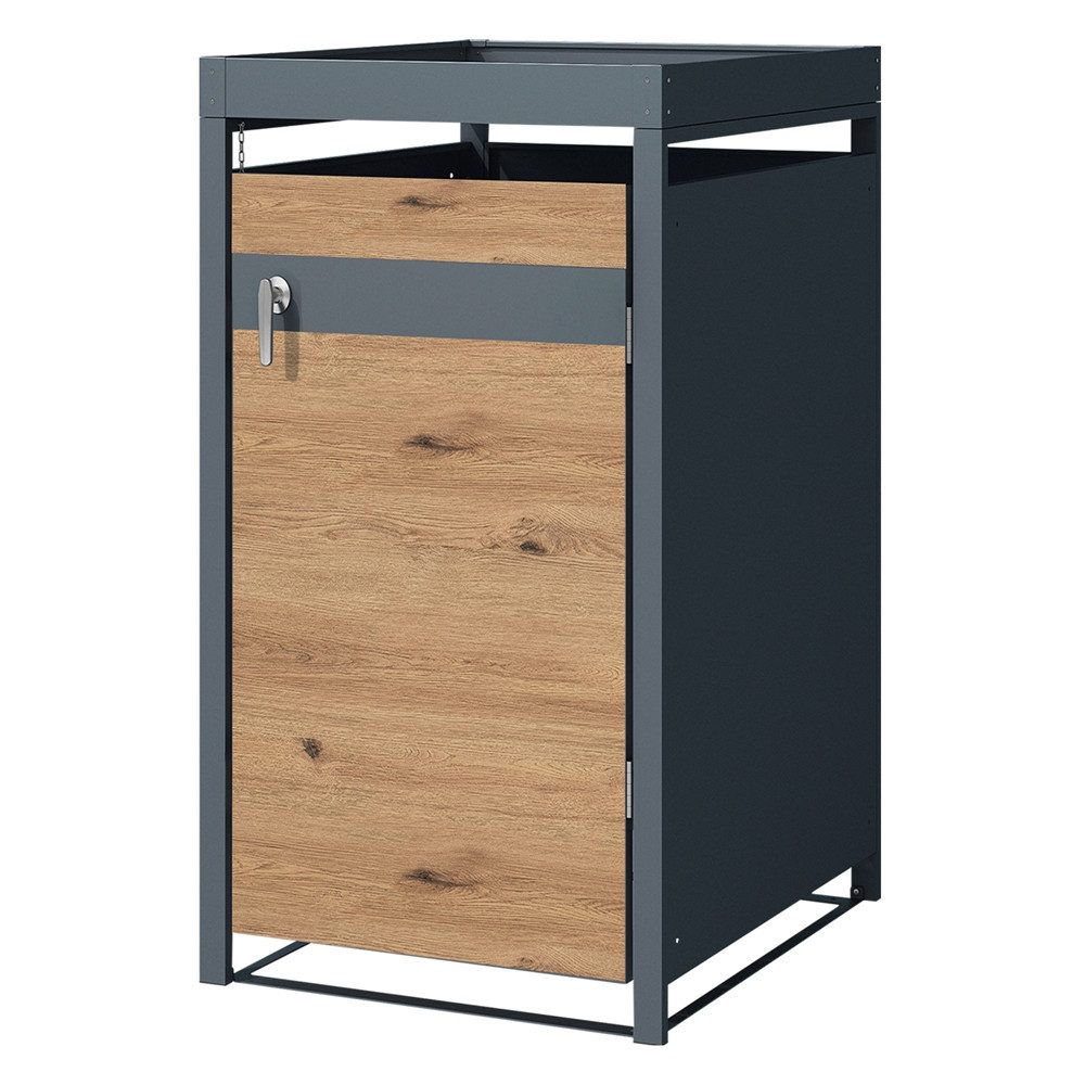 ML-DESIGN Mülltonnenbox Müllbox aus Stahl wetterfeste Mülltonnen Verkleidung Mülltonnengarage, Mülltonnencontainer mit Klappdeckel / Tür für 1 Tonne à 240 ltr.
