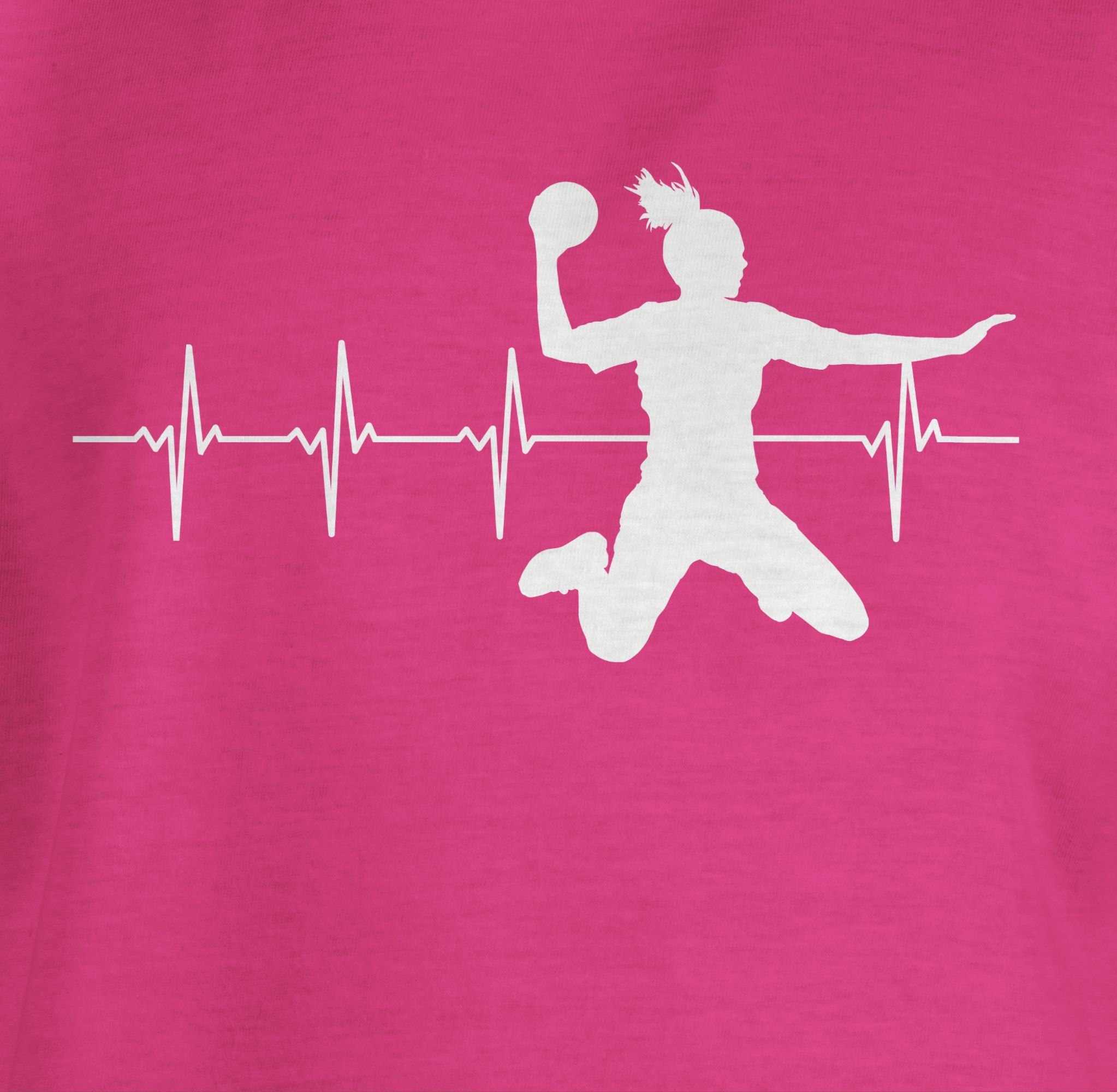 Handball T-Shirt Sport Fuchsia Kinder Herzschlag Kleidung Shirtracer Damen 1 für