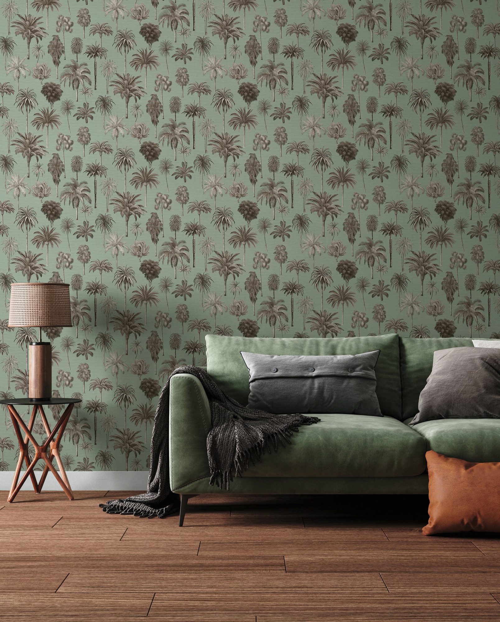 A.S. Création Vliestapete Pintwalls III Exotische Palmen Vintage, strukturiert, tropisch, (1 St), Exotische Palmen-Tapete im Illustrationsstil – ideal für Wohnraum