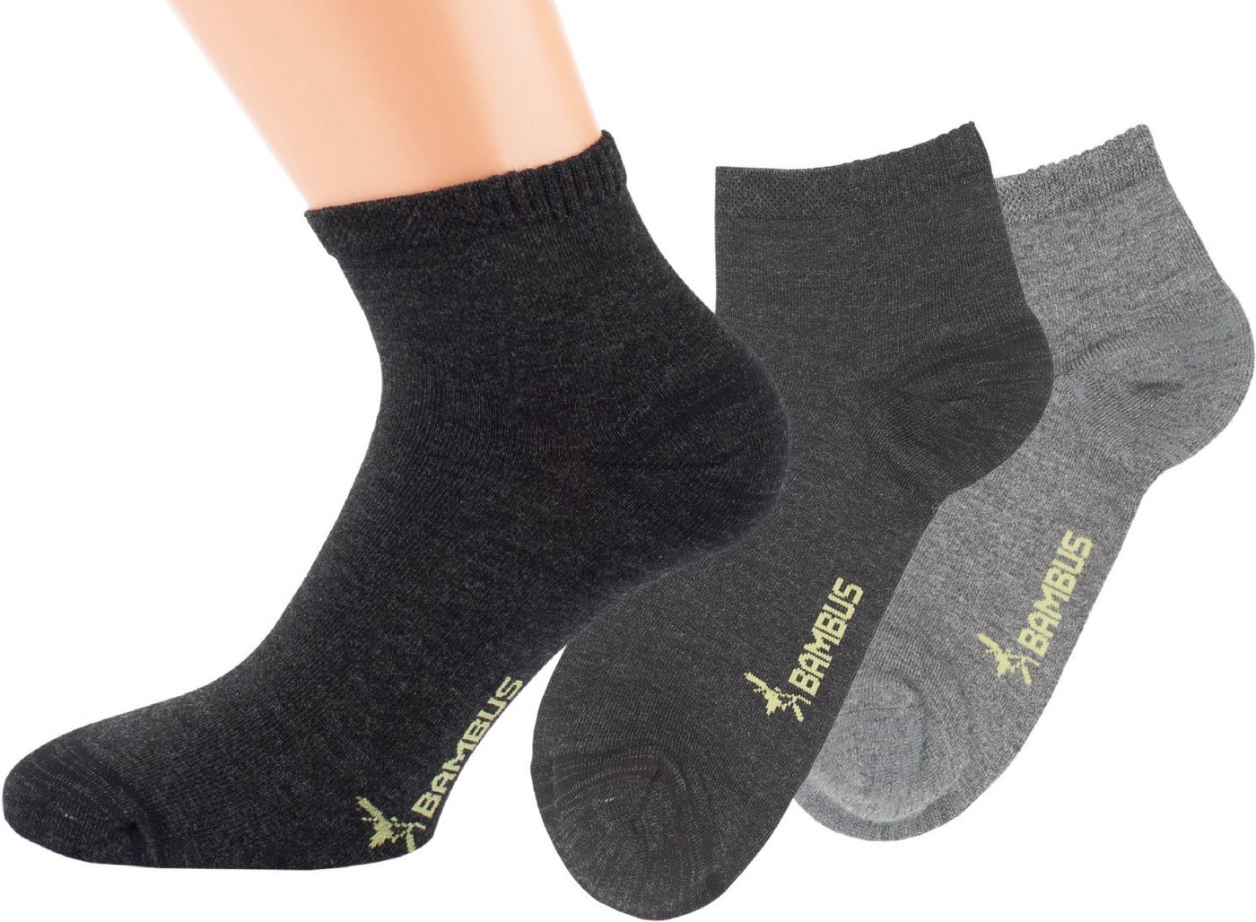 RS Harmony Kurzsocken Bambus Viskose Kurzschaftsocken Kurzstrumpf Quartersocken Melange (3 Paar)