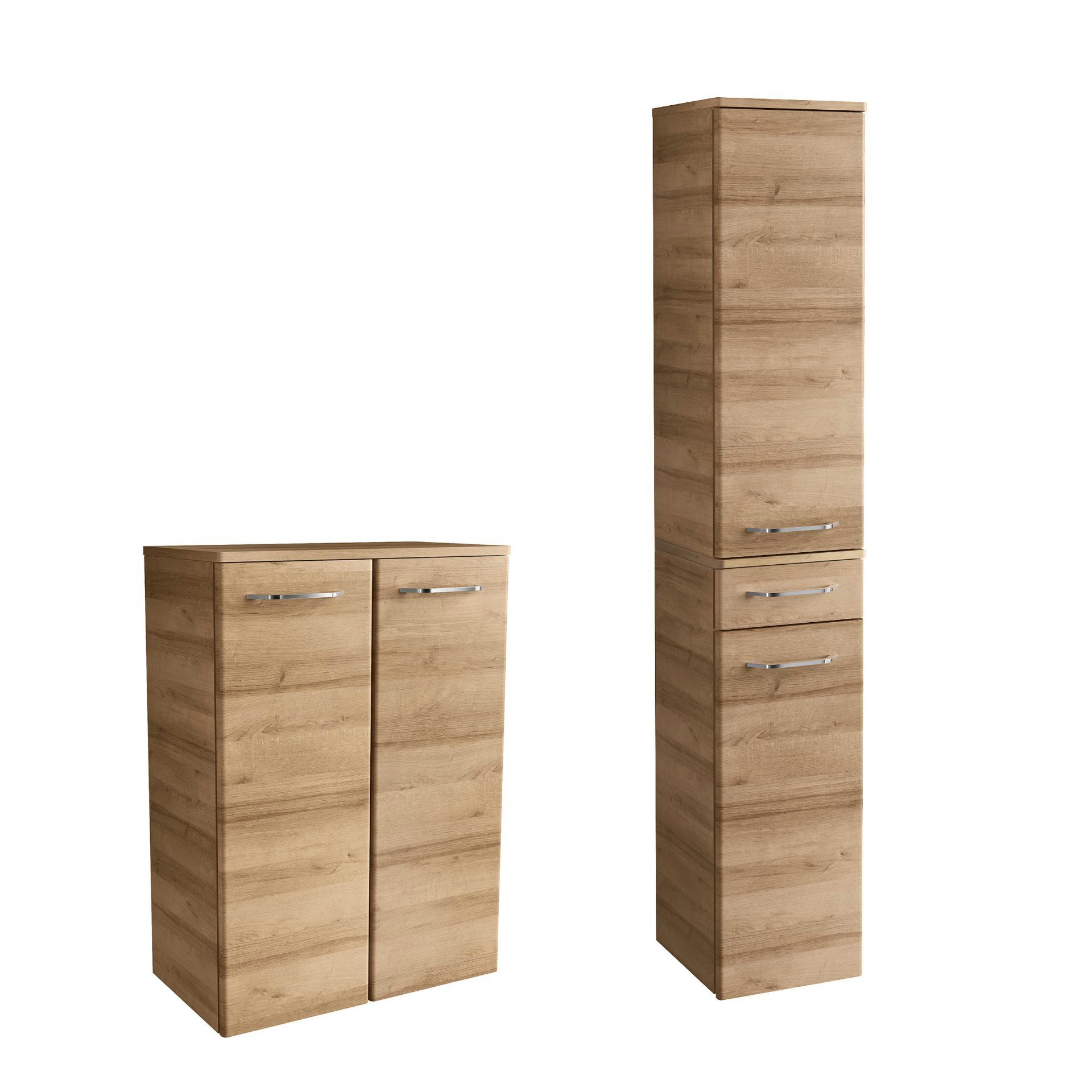FACKELMANN Badmöbel-Set Badezimmermöbel-Set, Hängeschrank, Hochschrank, Badmöbelset, 2-teilig