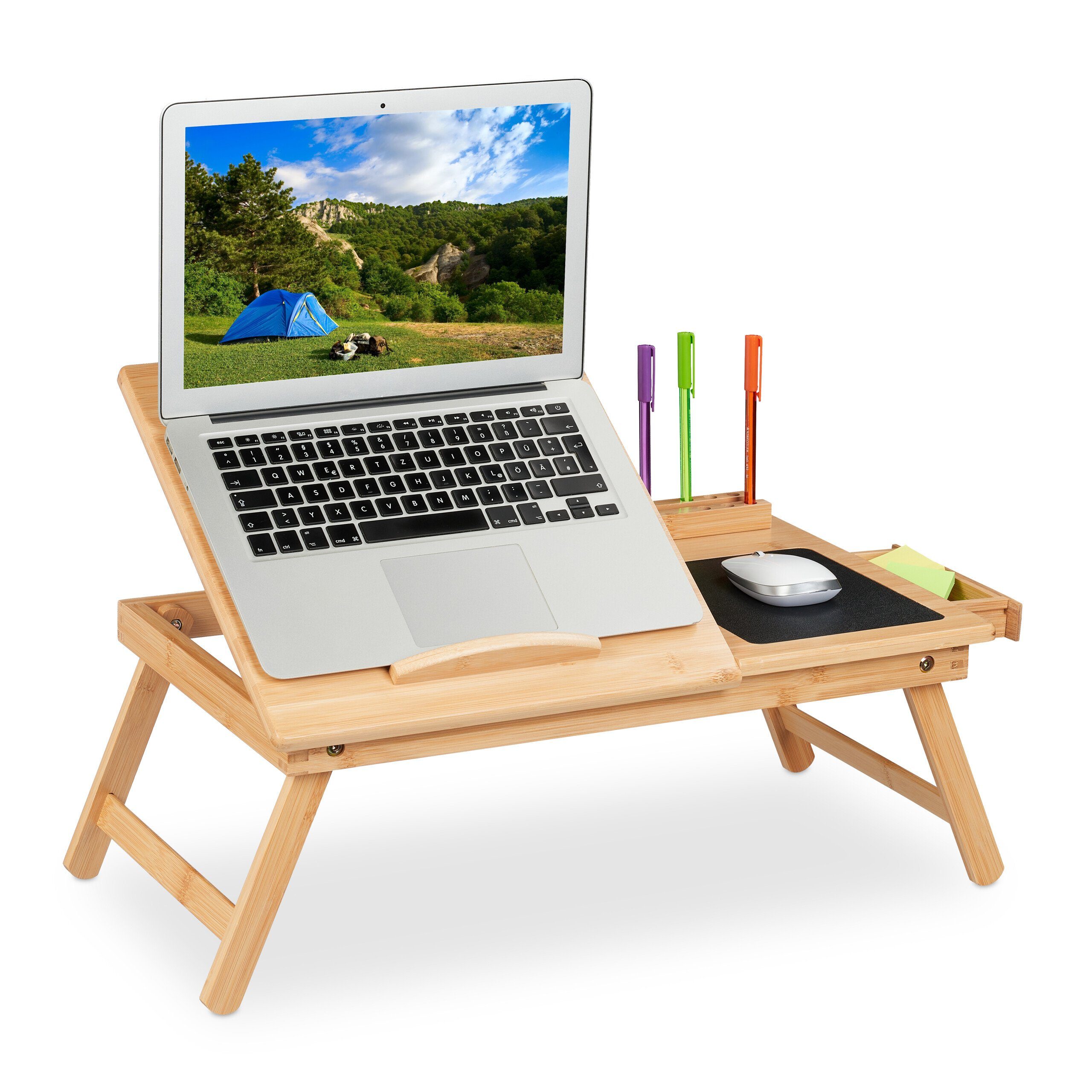 relaxdays Laptoptisch Bambus Laptoptisch