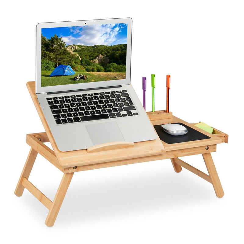 relaxdays Laptoptisch Bambus Laptoptisch