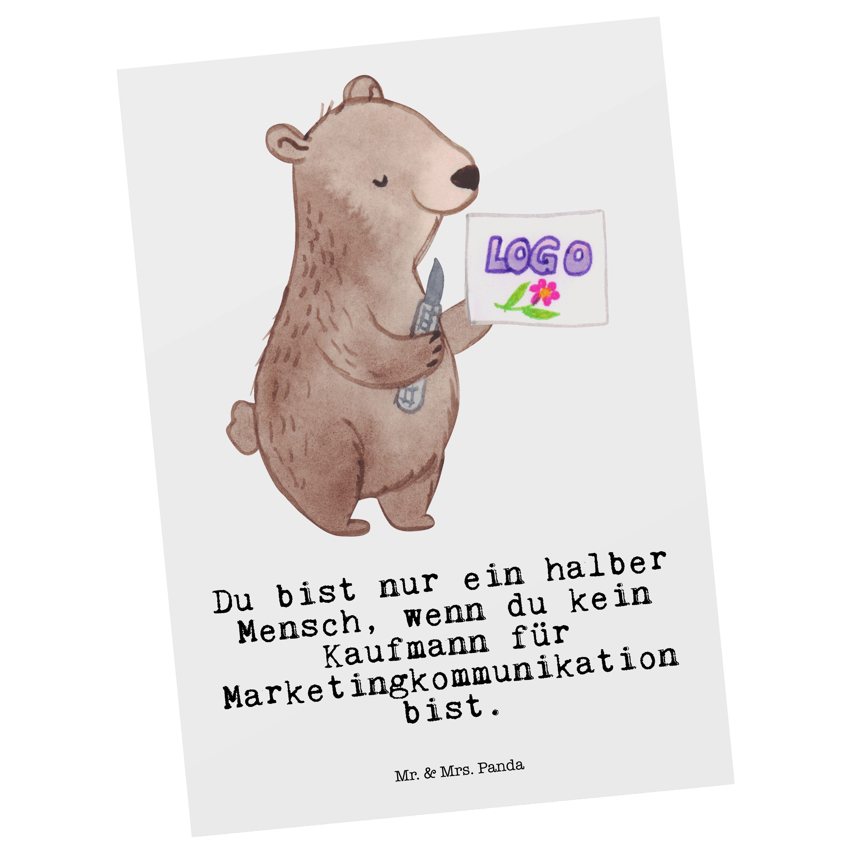 Postkarte Mr. Mrs. Weiß Marketingkommunikation Rente Herz & für - Geschenk, - Panda mit Kaufmann