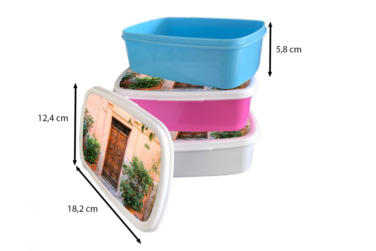 Lunchbox Holz (2-tlg), Snackbox, Pflanzen Kinder, Mädchen, Grün, Kunststoff, - Kunststoff Erwachsene, für - Tür Brotbox - MuchoWow Brotdose rosa