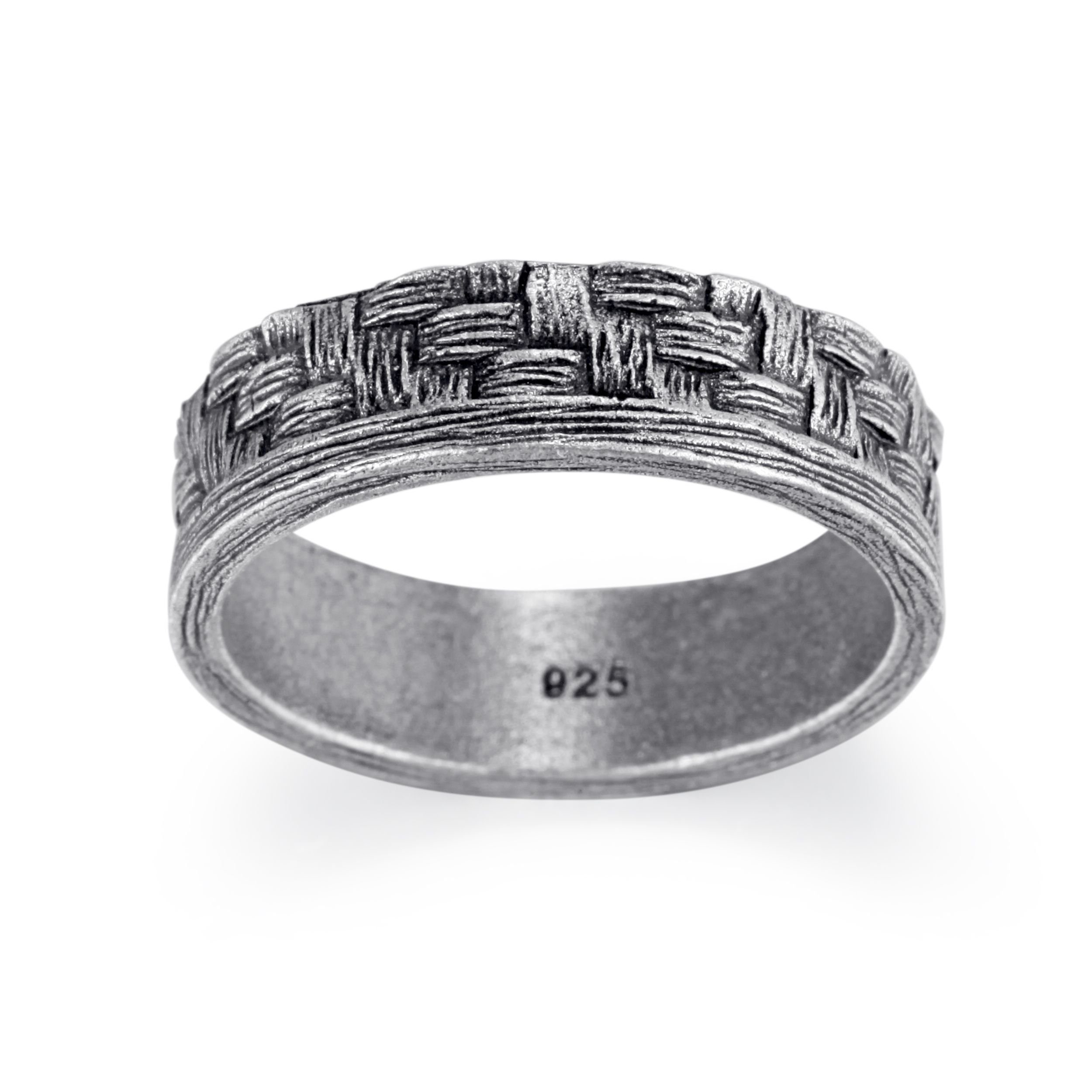 Kingka Fingerring "WOVEN" Ring, 925 Sterling Silber im verwobenen Rattan Design