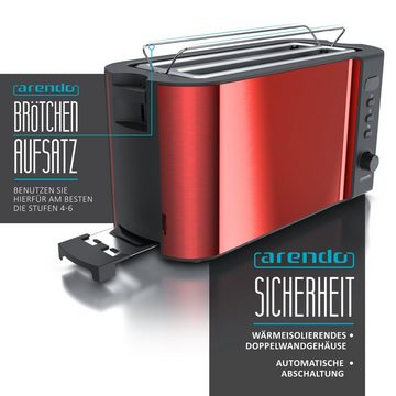 Arendo Toaster, 2 lange Schlitze, für 4 Scheiben, 1500 W, Langschlitz, Brötchenaufsatz, Wärmeisolierendes Gehäuse, Display