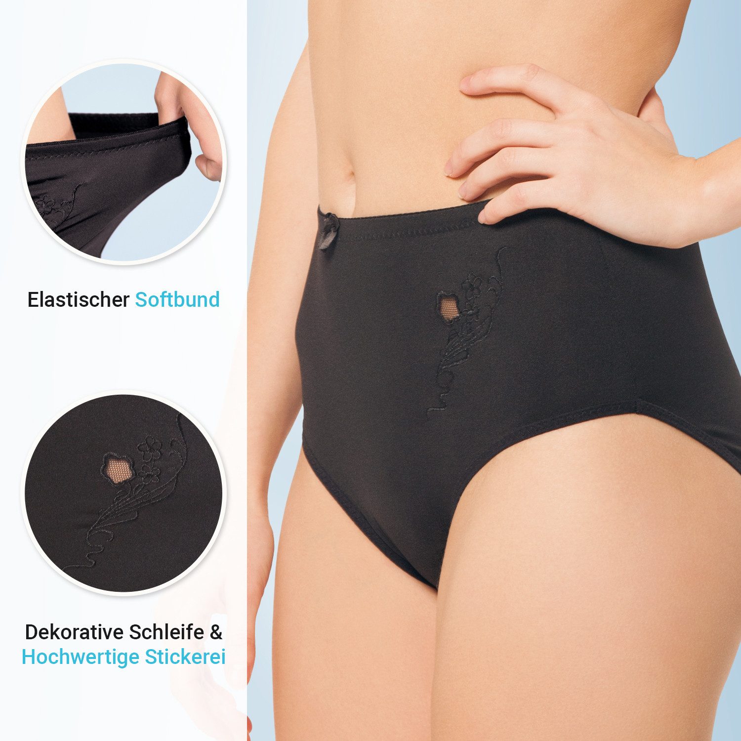 celodoro Slip Damen Taillenslip (6er Pack) Microfaser-Slip mit Stickerei