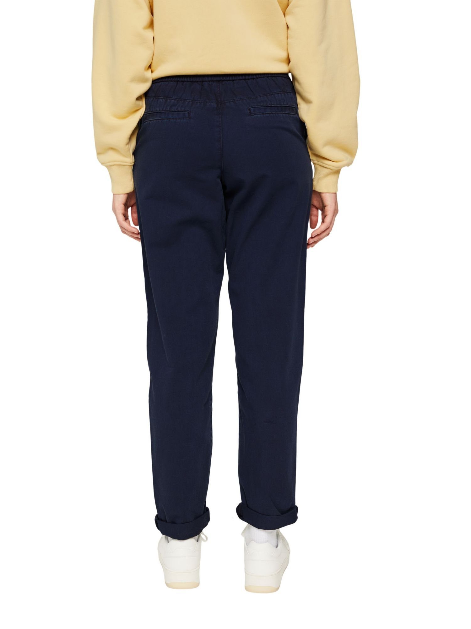 Esprit Chinohose Baumwolle Kordelzugbund aus Pima mit NAVY Hose