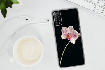 MuchoWow Handyhülle Orchidee - Blumen - Schwarz - Rosa - Knöpfe, Phone Case, Handyhülle Xiaomi Mi 10T, Silikon, Schutzhülle