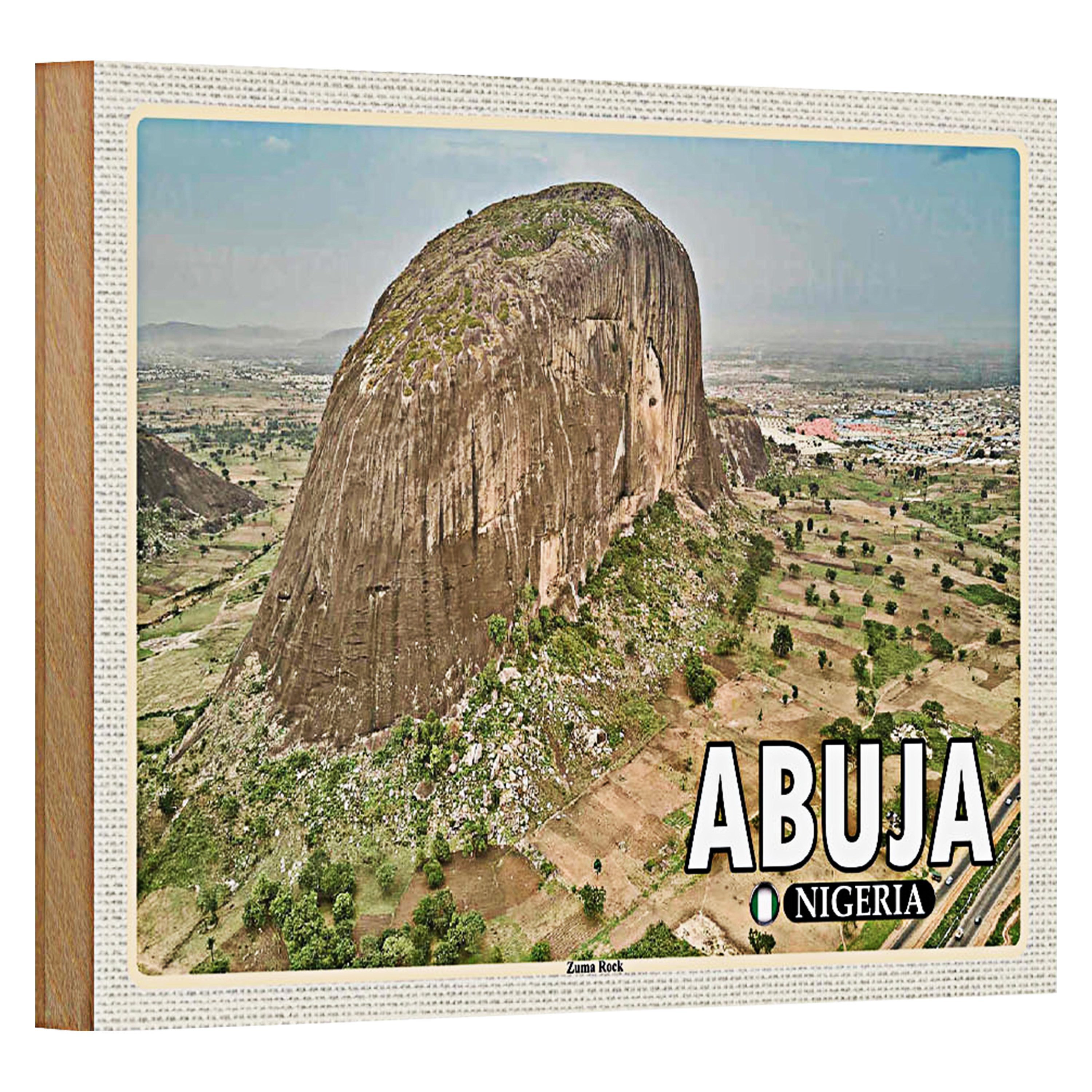 Roomando Holzbild Reise 18x12cm Abuja Nigeria Zuma Rock Felsformation