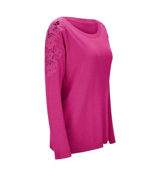 heine Wickelpullover LINEA TESINI Damen Designer-Pullover m. Spitze, pink