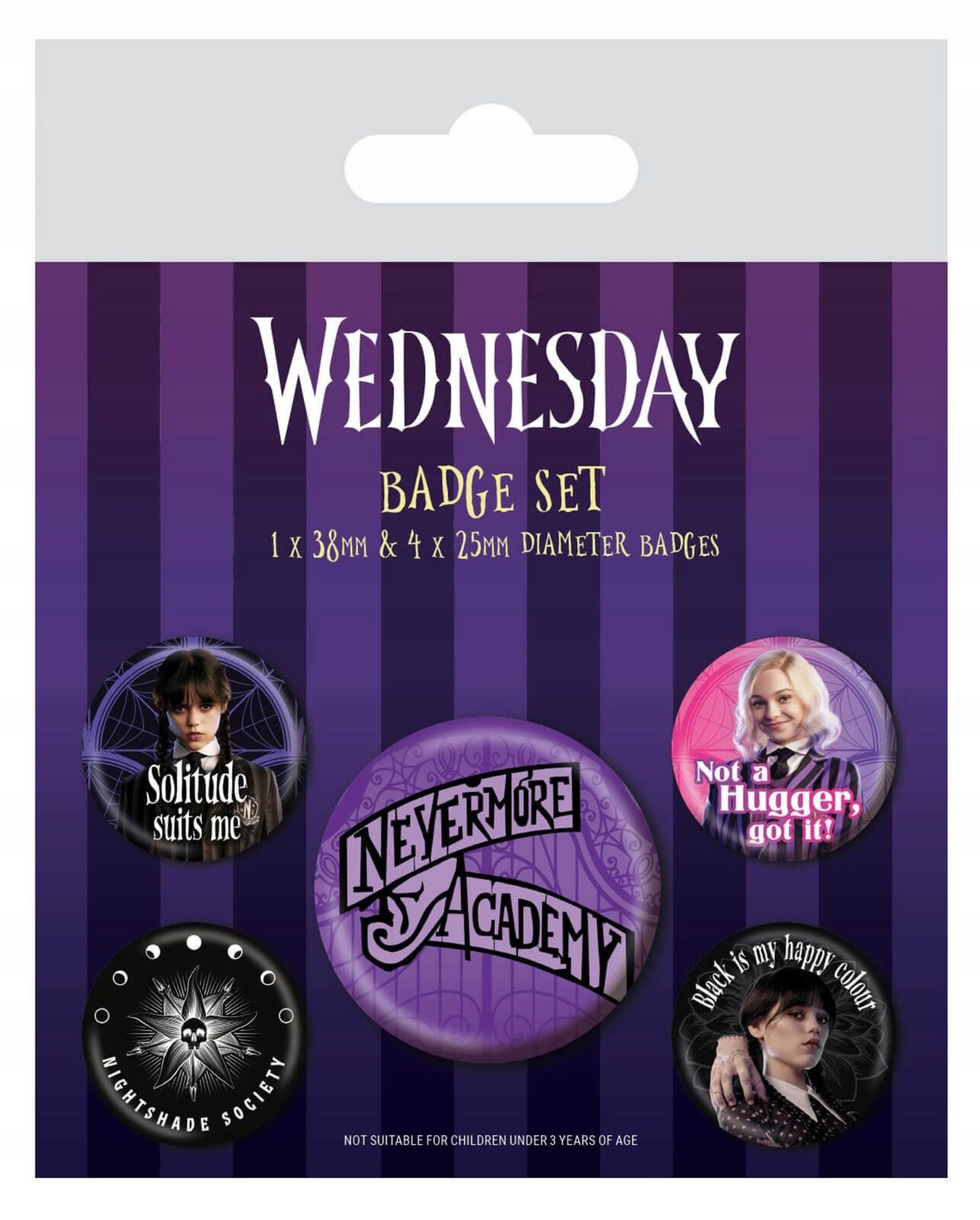 Wednesday Anstecknadel Wednesday Nevermore Anstecker 5er Set Buttons Pin Halloween Kleidung (1-tlg)