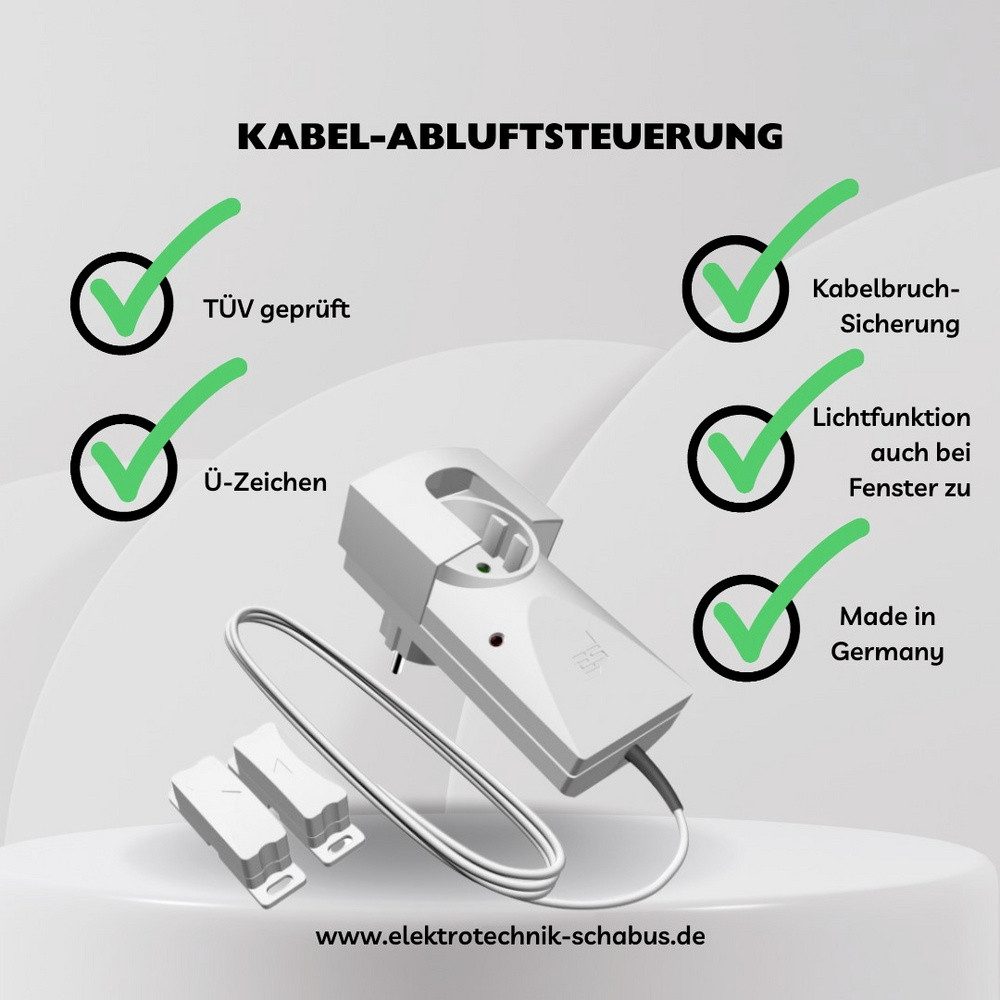 Elektrotechnik Schabus Abluft-Set Schabus Kabel-Abluftsteuerung KDS 210 1150 W Weiß Zulassungen (Ablufts