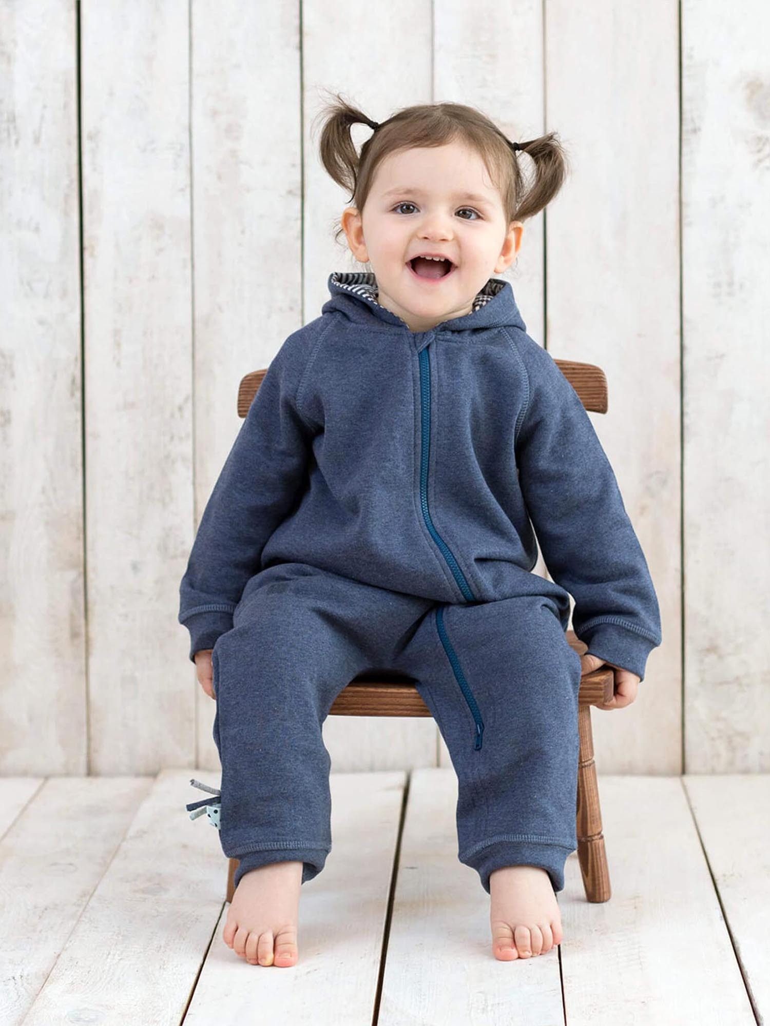 Fleeceoverall Baby Kapuzen-Strampler aus Bio-Baumwolle