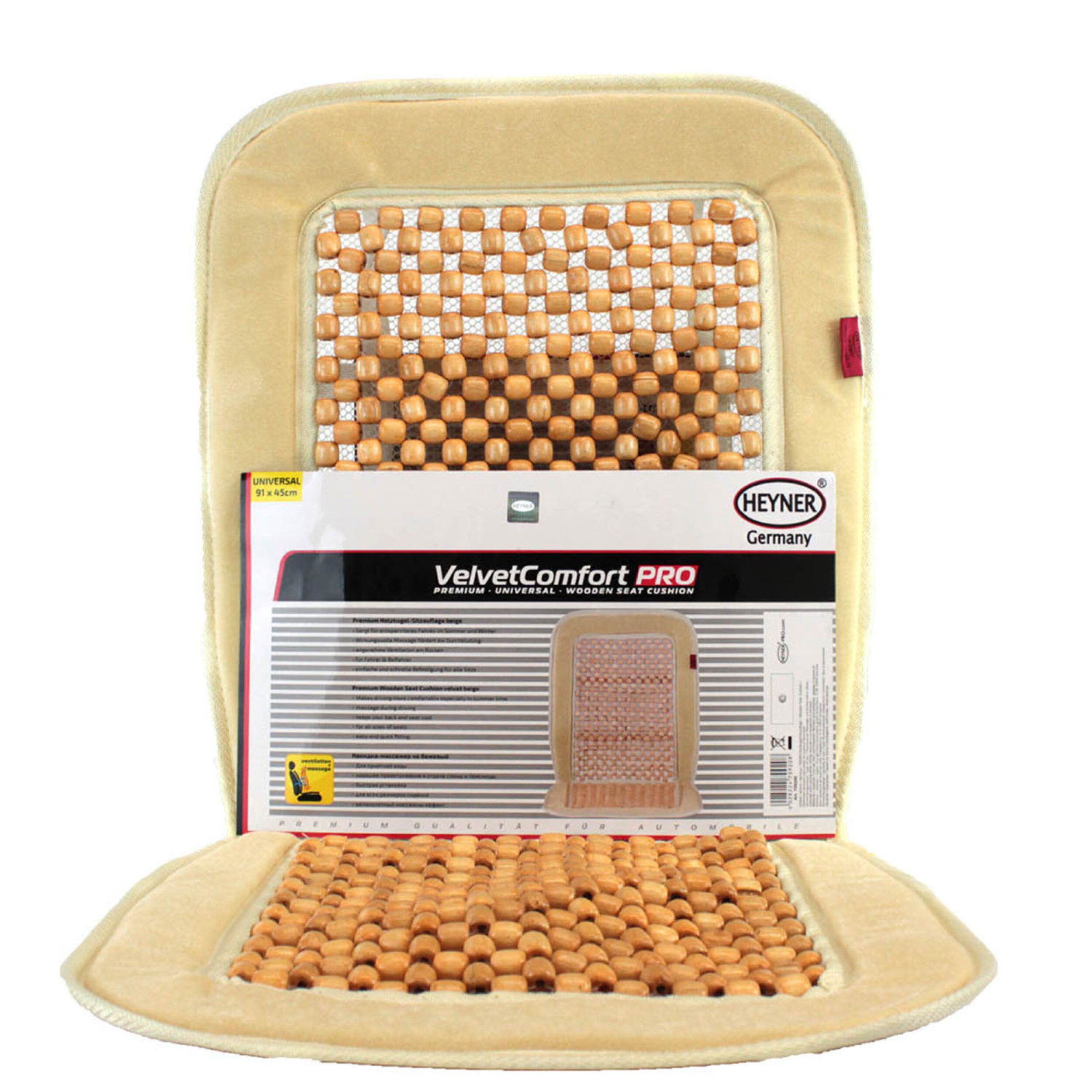 HEYNER Autositzauflage Holzkugel Sitzauflage Retro BEIGE Klassiker für VW T1 T2 T3 T4 T5 T6, Set