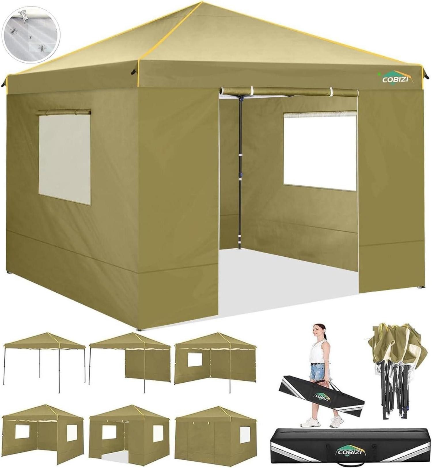 Faltpavillon Pavillon 3x3 Wasserdicht Stabil Faltpavillon 4 Seitenteilen 50+ UV