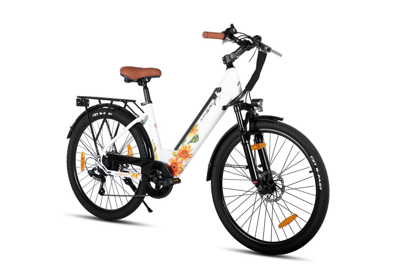 HILAND E-Bike 26" E-Mountainbike mit Shimano-Schaltung, Gepäckträger & Nabenmotor, Heckmotor, 280,8 Wh