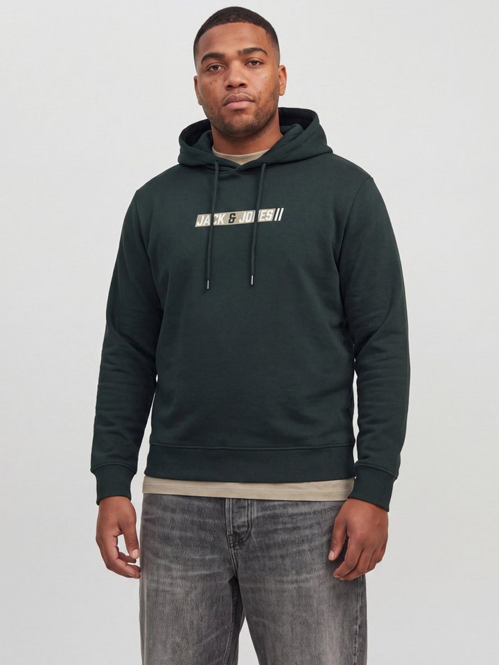 Jack & Jones PlusSize Kapuzensweatshirt JJMUNK SWEAT HOOD PLS Materialmix, normal geschnitten