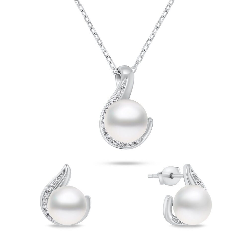 Brilio Silver Schmuckset Zeitloses Echtperlen-Schmuckset SET240W günstig online kaufen