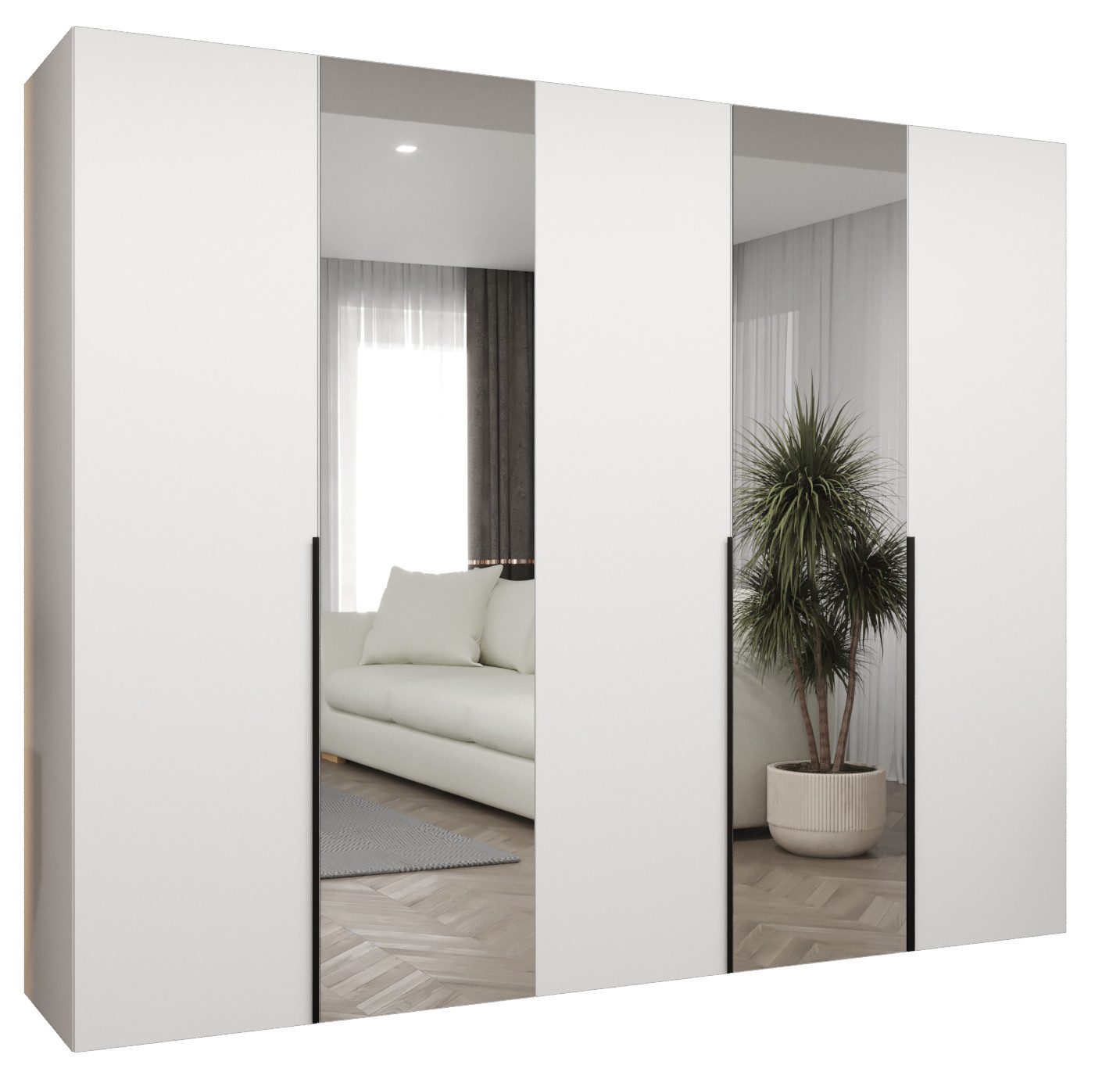 ABIKS MÖBEL Drehtürenschrank ALICANTE 2 Schlafzimmerschrank mit Kleiderstange und Regalen