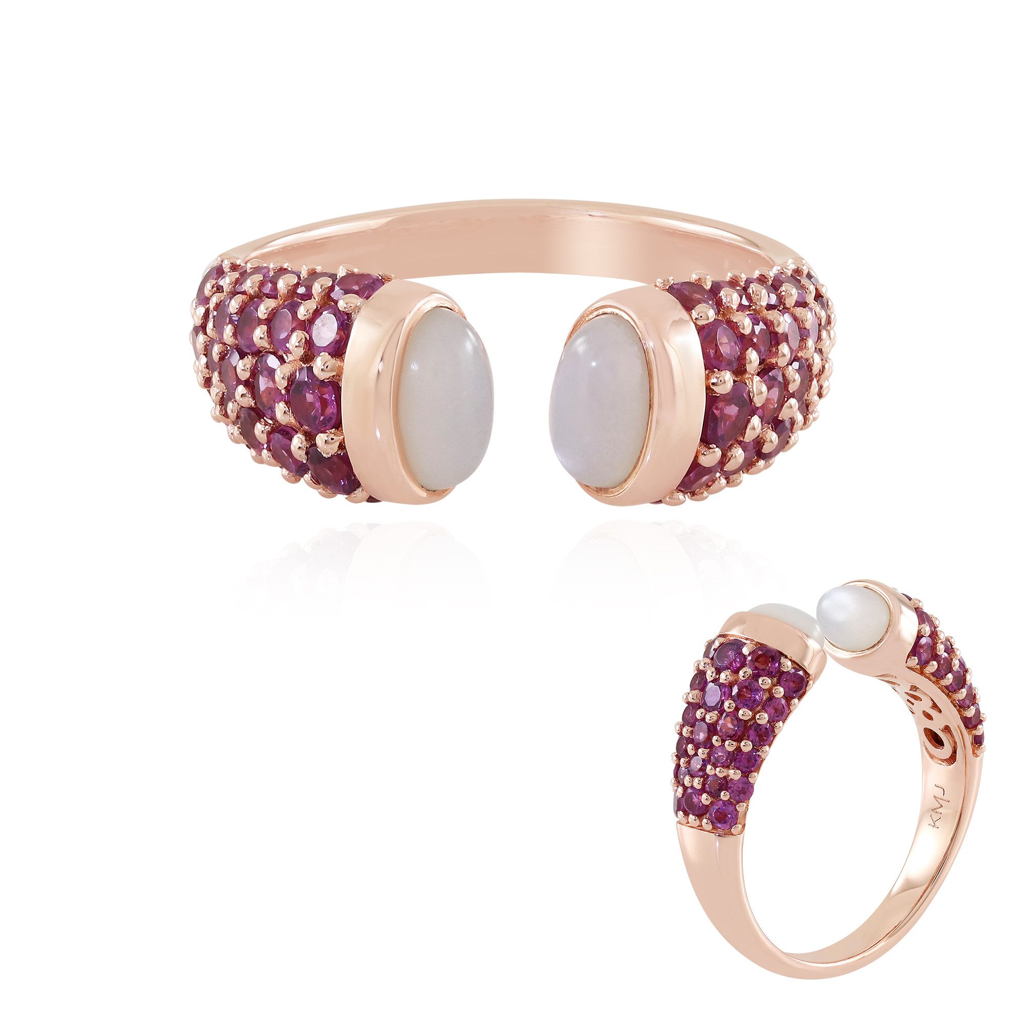 Cavill Silberring Cavill 925 Sterlingsilber Ring rosévergoldet mit 2,4 ct Mondstein (1-tlg)