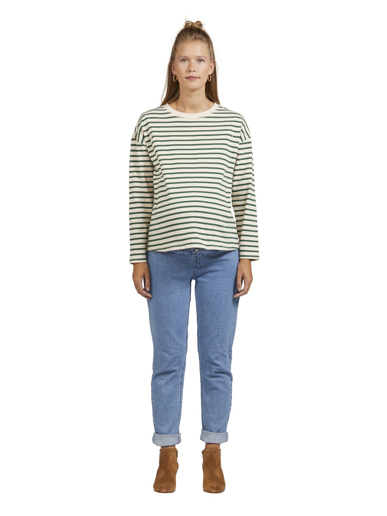 vertbaudet Umstandsjeans Umstands-Jeans mit Stretch-Einsatz, Mom-Fit Bundweite verstellbar