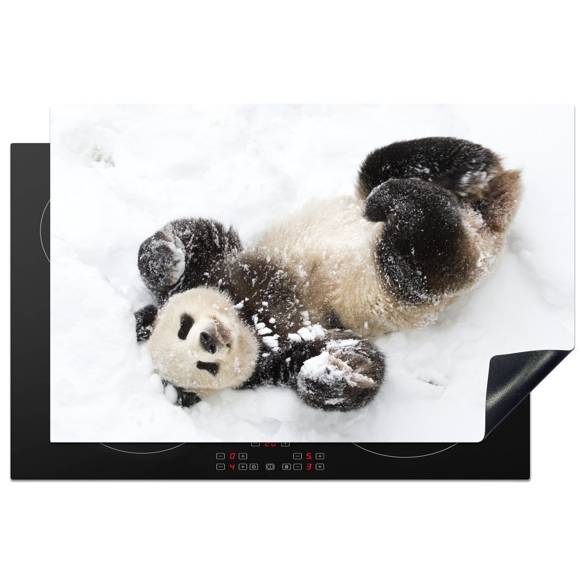 Panda Vinyl, Ceranfeldabdeckung für - - küche, 81x52 Schnee Herdblende-/Abdeckplatte die MuchoWow Schutz cm, (1 Induktionskochfeld Baby, tlg),