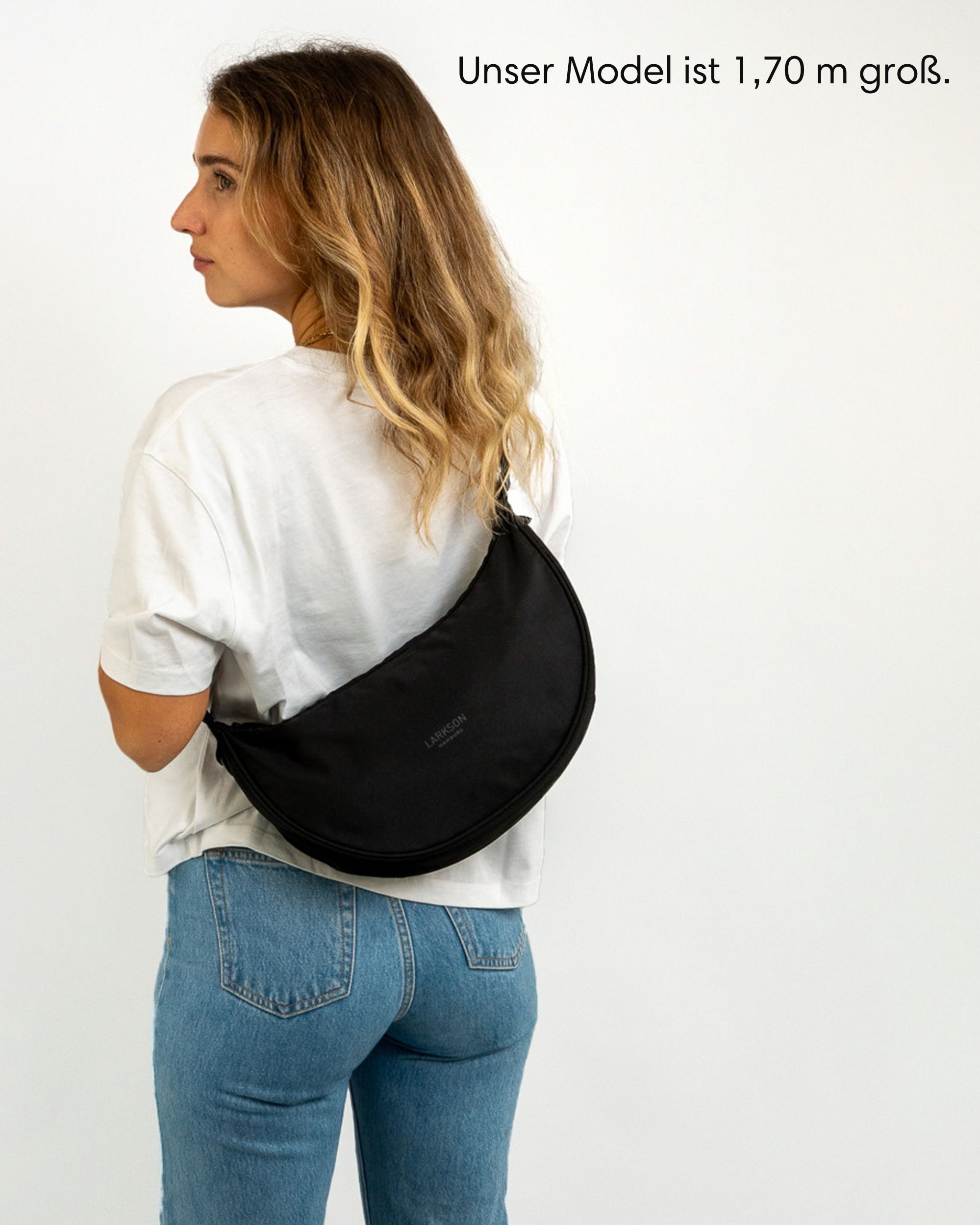LARKSON Umhängetasche Solveig Medium Halbmondtasche für Damen und Herren, Stylische Crossbody Bag in Halbmond Form – Bild 2 von 5
