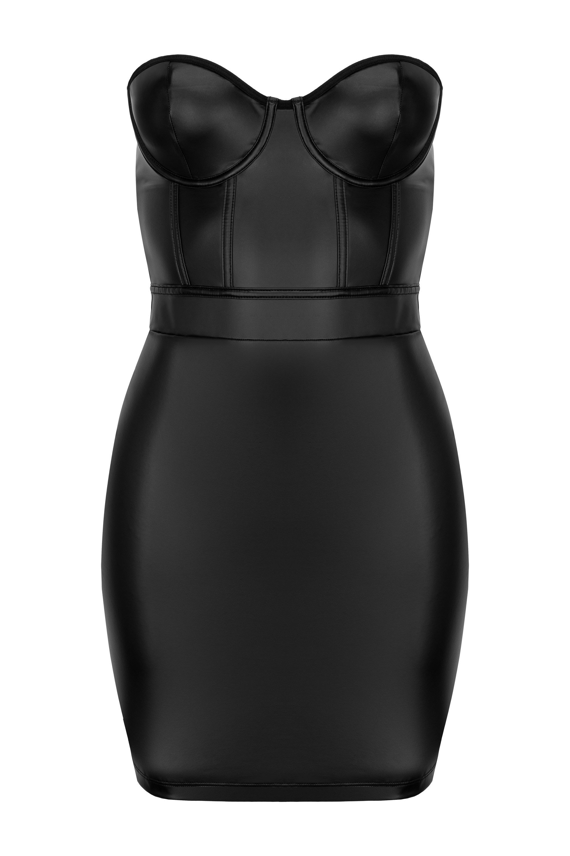 Minikleid Wetlook-Kleid Blackelia schwarz trägerlos Reißverschluss