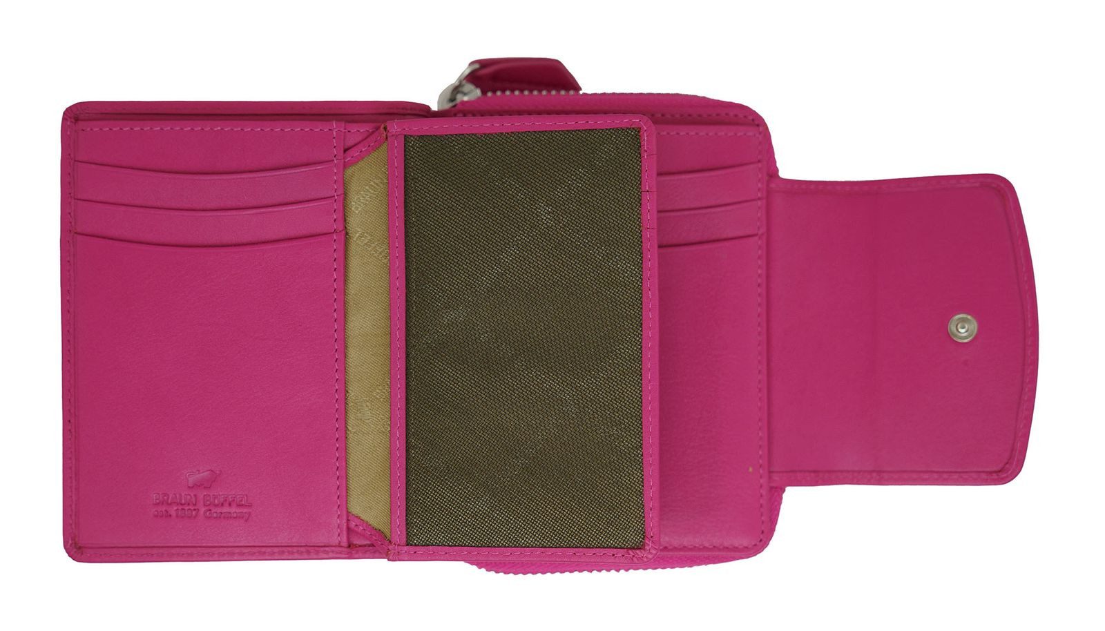 Braun Büffel Geldbörse Zip Wallet, mit RFID-Blocker Schutz