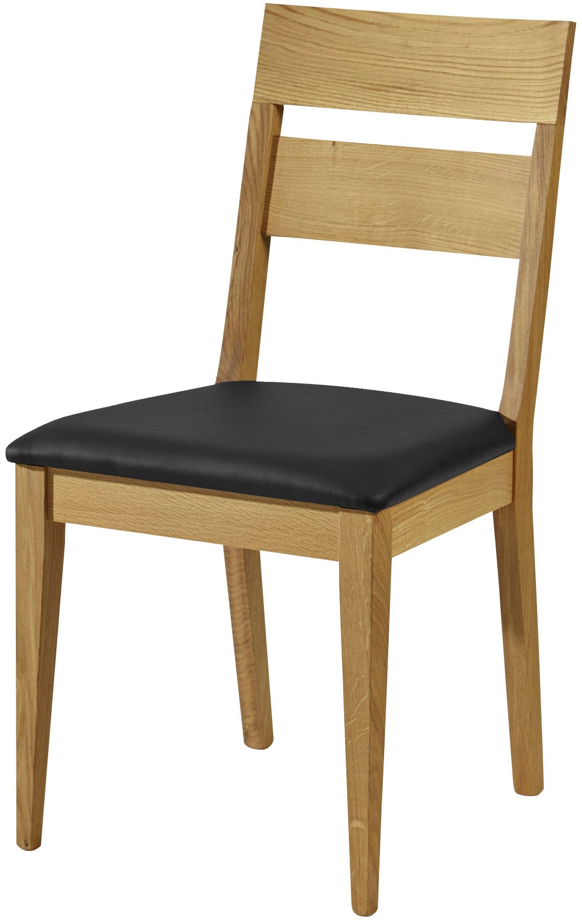 massivline&more 4-Fußstuhl Filippa-P, Stuhl, Esszimmerstuhl, Küchenstuhl (2 St), Massivholz: Wildeiche geölt, Sitz mit Echtleder Bezug