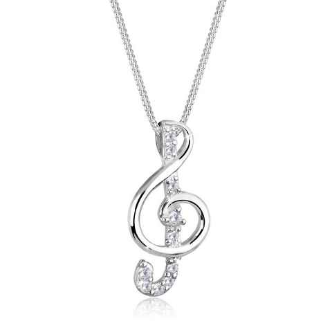 Elli Collierkettchen Notenschlüssel Zirkonia 925 Sterling Silber