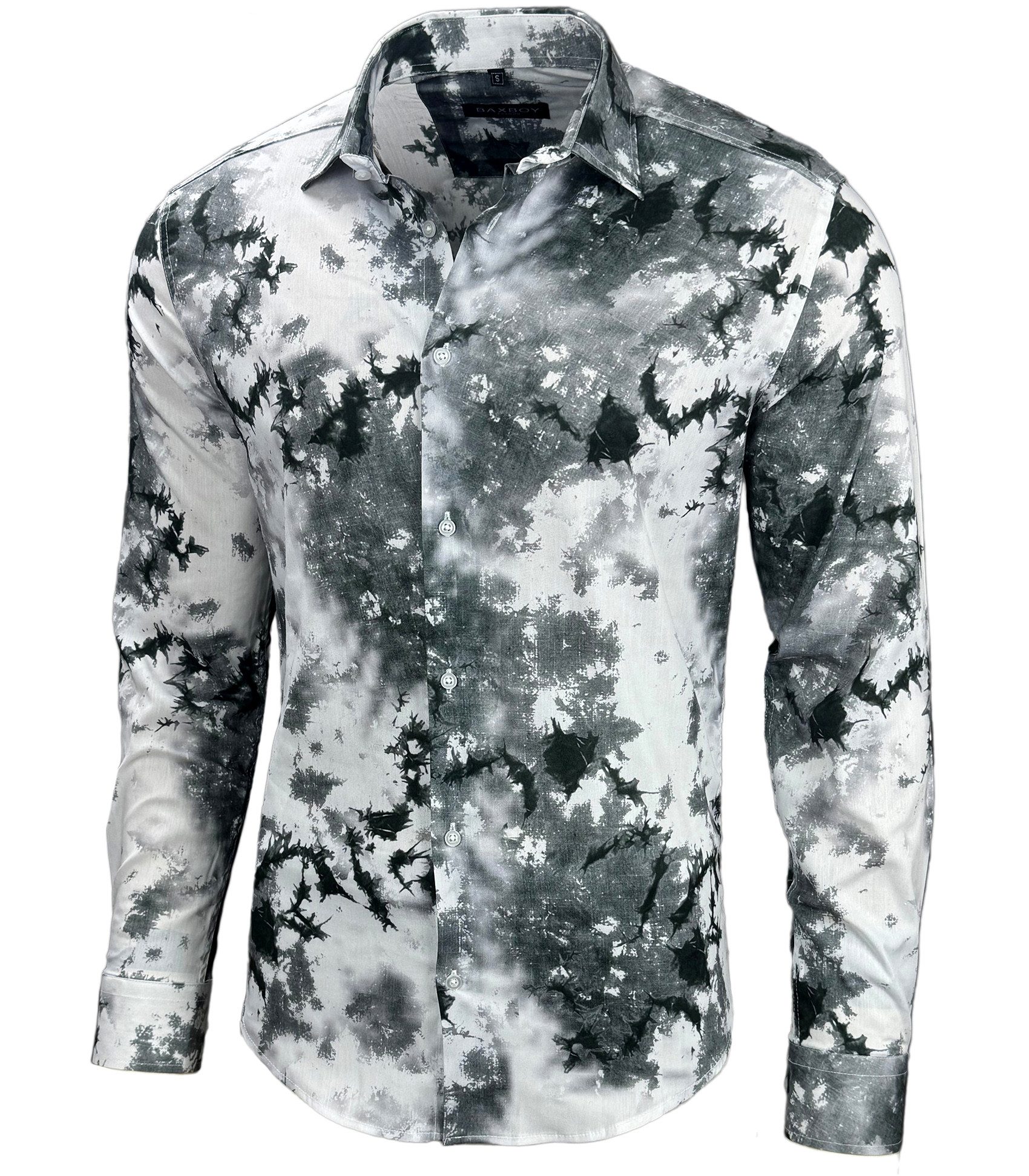 Langarmhemd Baxboy Herren Batik Hemd Freizeitshemd Langarm Casual Shirt B-446