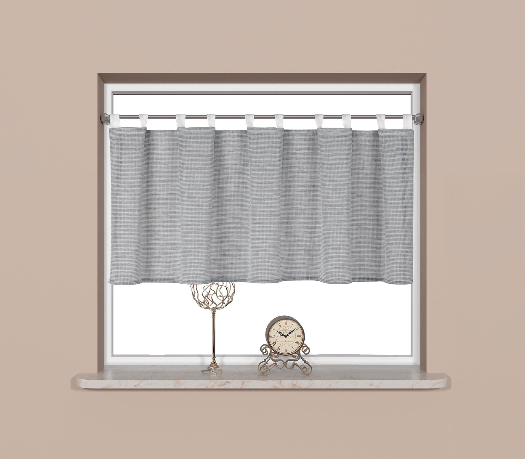 EXPERIENCE Scheibengardine Scheibengardine grau weiß Karo 4048 17 50x140 cm günstig online kaufen