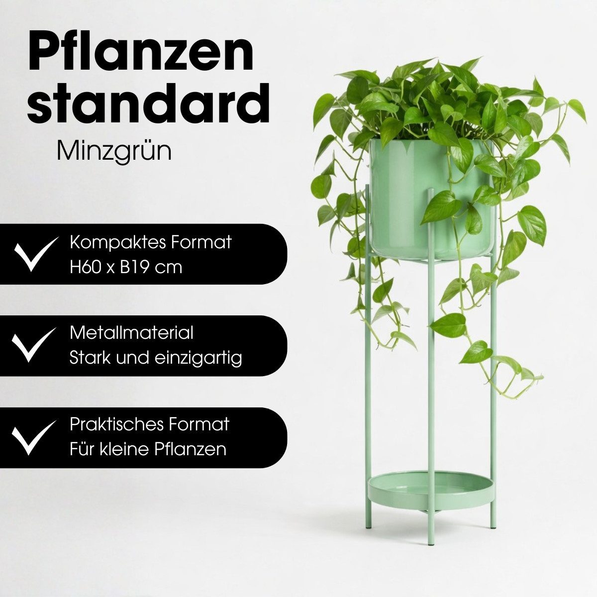Mica Decorations Blumentopf Mica Decorations Colyn Pflanzenständer 60xØ19 cm Mintgrün – Bild 2 von 5