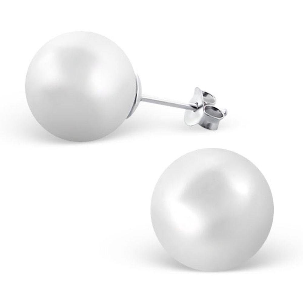 BUNGSA Ohrstecker-Set Ohrstecker Perle Damen aus 2-tlg), Silber (2 Paar Ohrschmuck weiß 12mm (1 Ohrringe Stück), 925