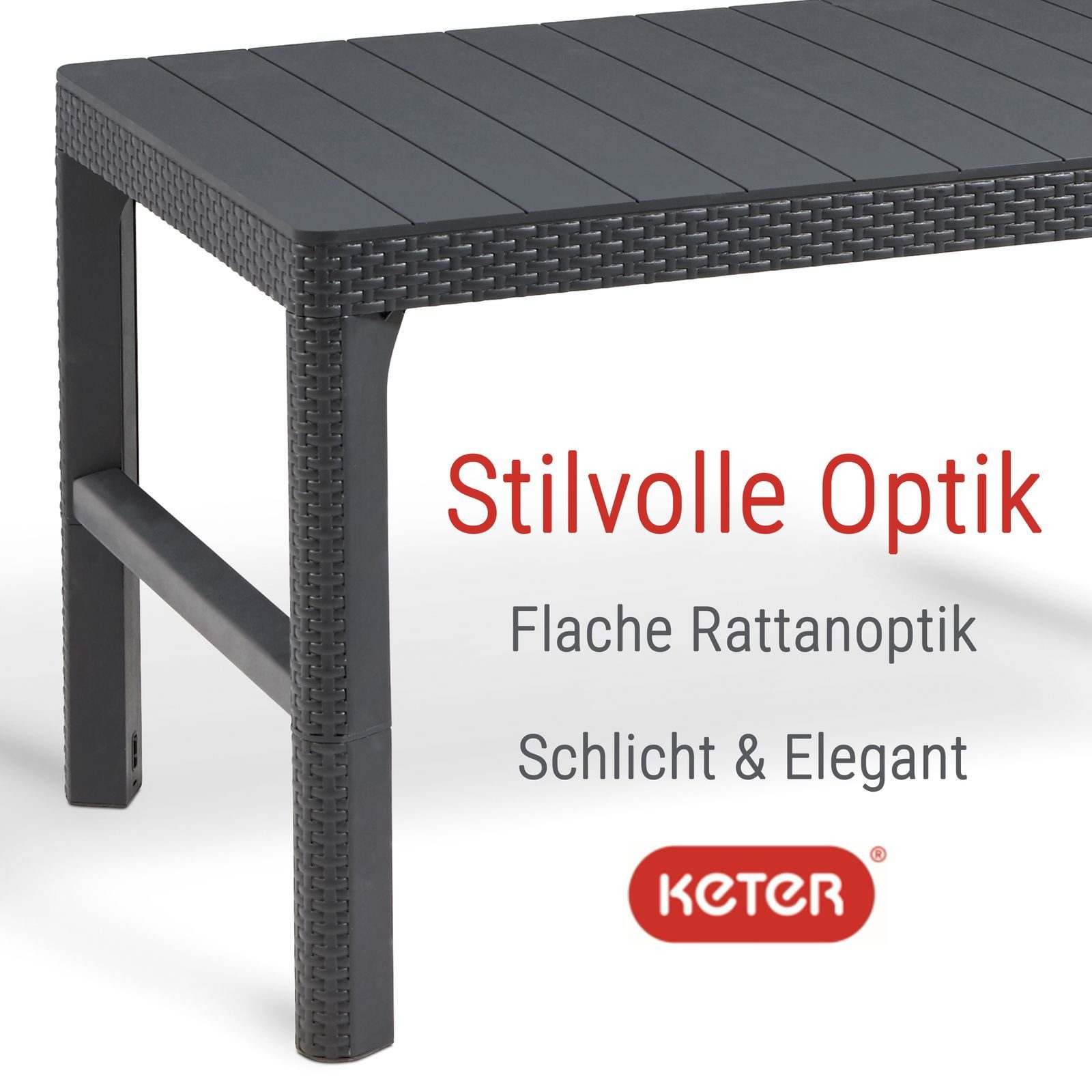 Allibert Gartentisch Allibert Lyon Lounge Tisch anthrazit, Gartentisch, höhenverstellbar