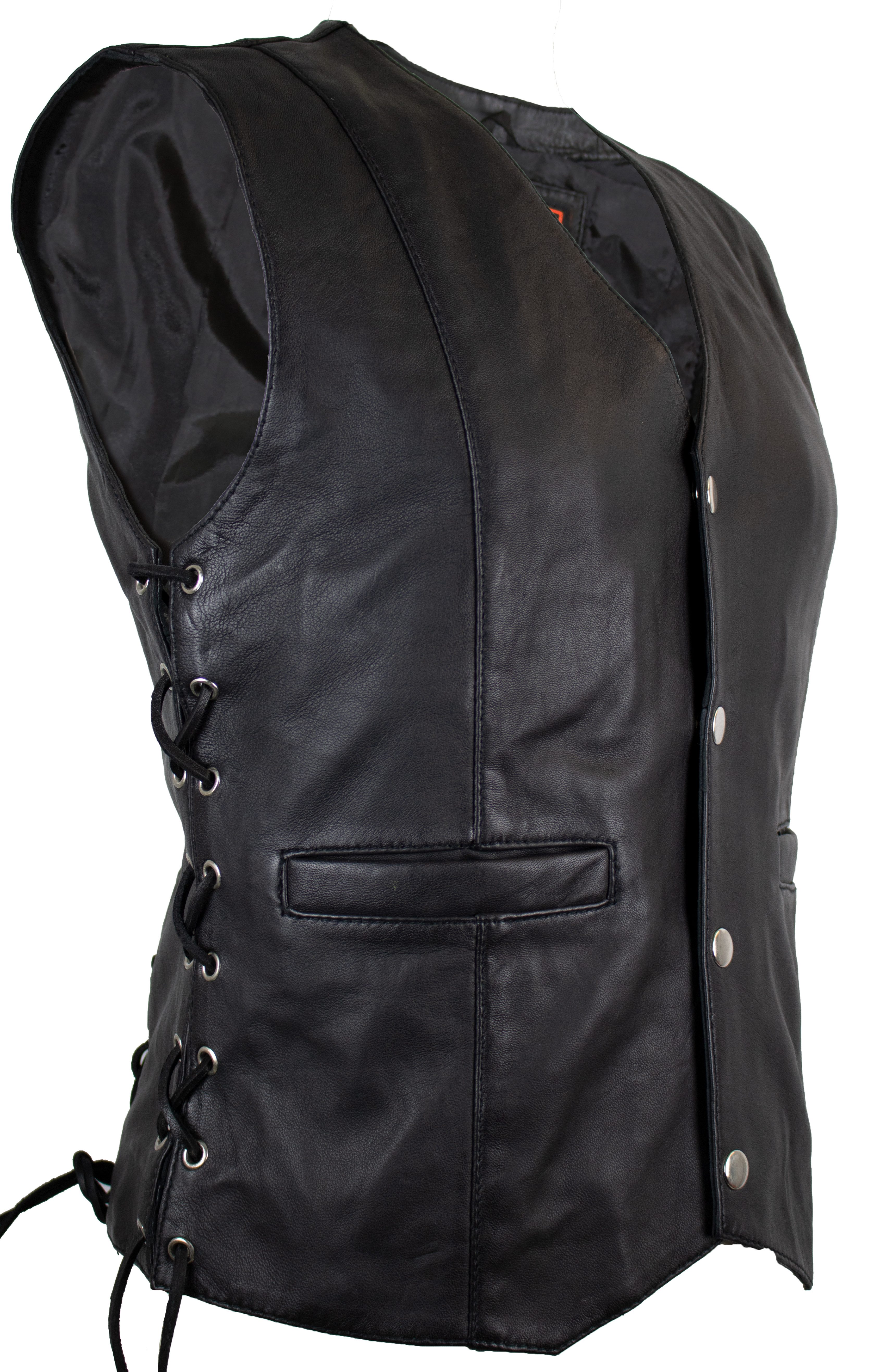 MDM Lederweste Leichte Damen Lederweste mit Druckknöpfen Schwarzes Lamm Nap günstig online kaufen