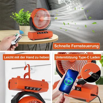 Randaco Standventilator Camping Ventilator Multifunktionales 2in1 Camping-Lüfterlicht,Orange