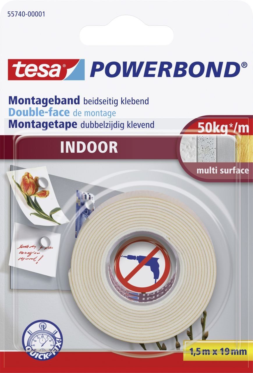 Tesa Powerbond Montageband Spiegel (5 m x 19 mm)