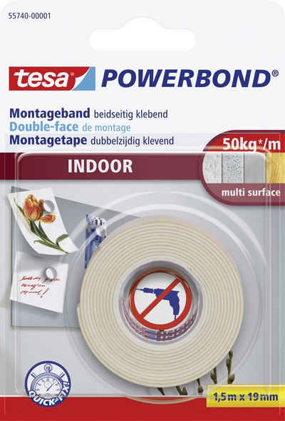 tesa Montageband tesa doppelseitiges Montageband Indoor 1,5 m x 19