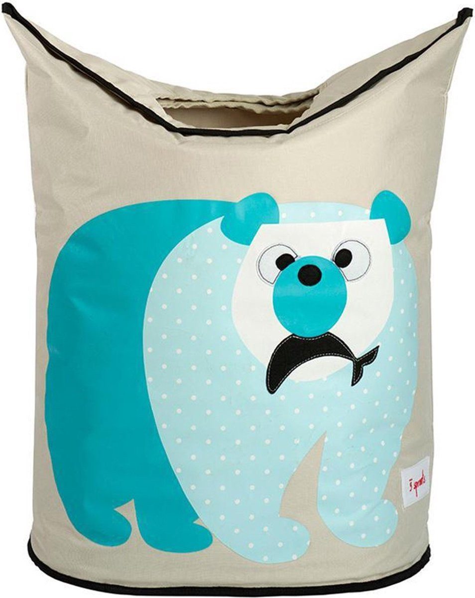 3 Sprouts Wäschekorb Eisbär Wäschekorb (1 St), 70 Liter, hängbar, mit Zugbandverschluss
