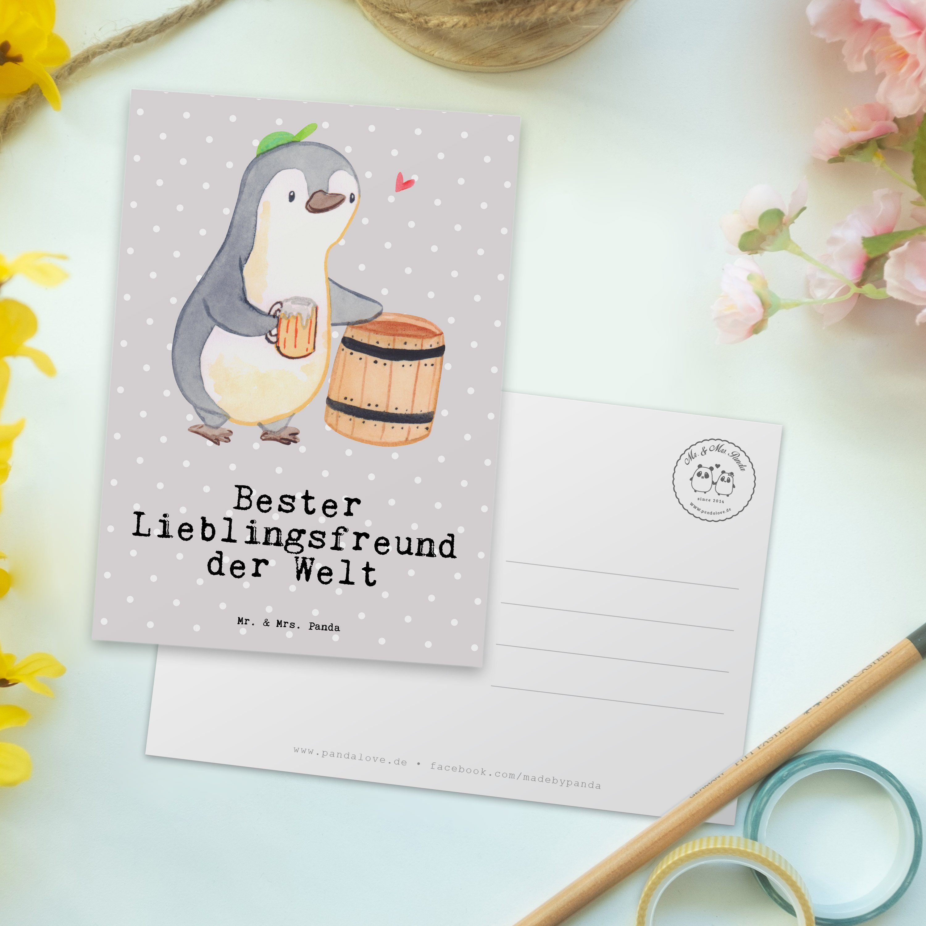 Bester Pinguin Mrs. Postkarte Mr. Pastell der Mi Lieblingsfreund Grau - & Welt - Panda Geschenk,