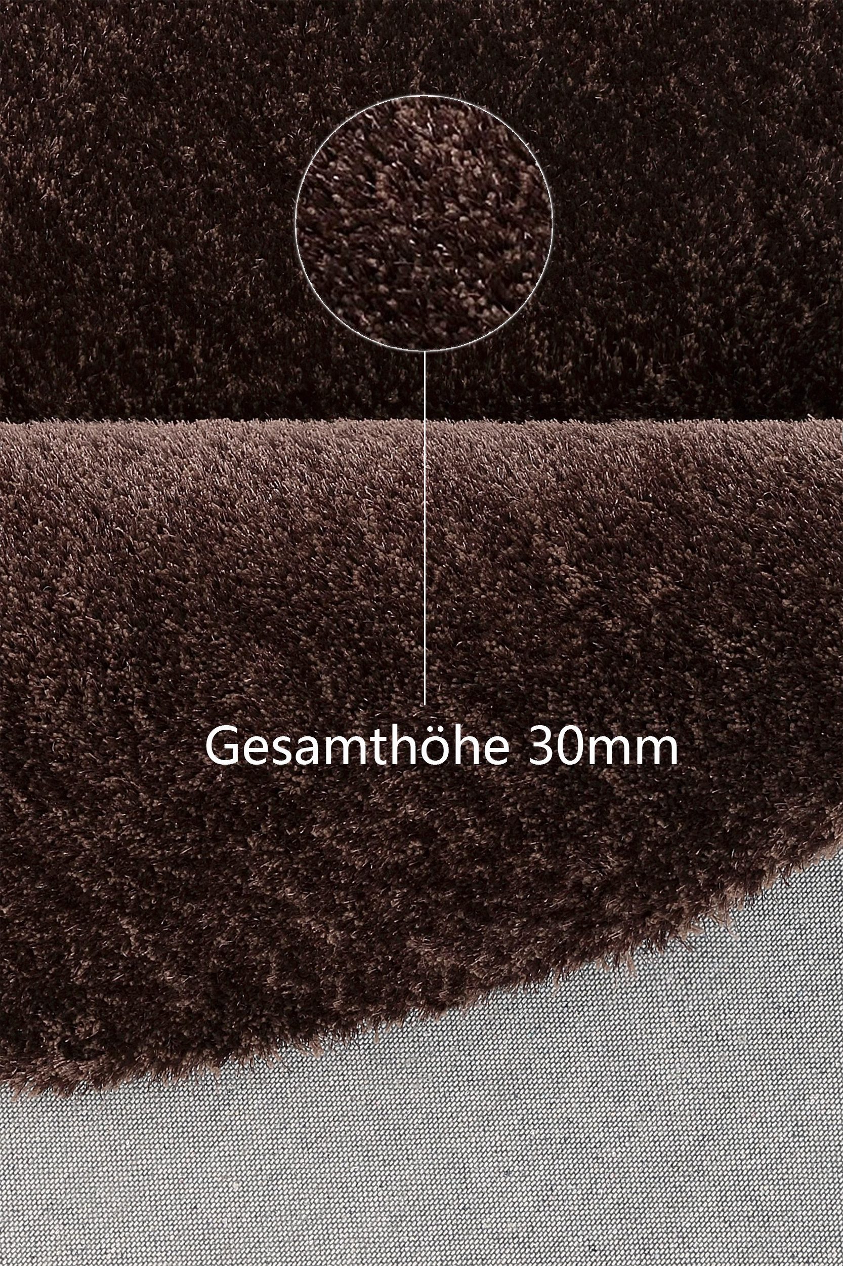 Bruno Banani Hochflor-Bettumrandung Dana Teppich, Kundenliebling, Höhe 30 mm, (3-tlg), unifarben, Mikrofaser, pflegeleicht, Bettvorleger, Schlafzimmer – Bild 4 von 5