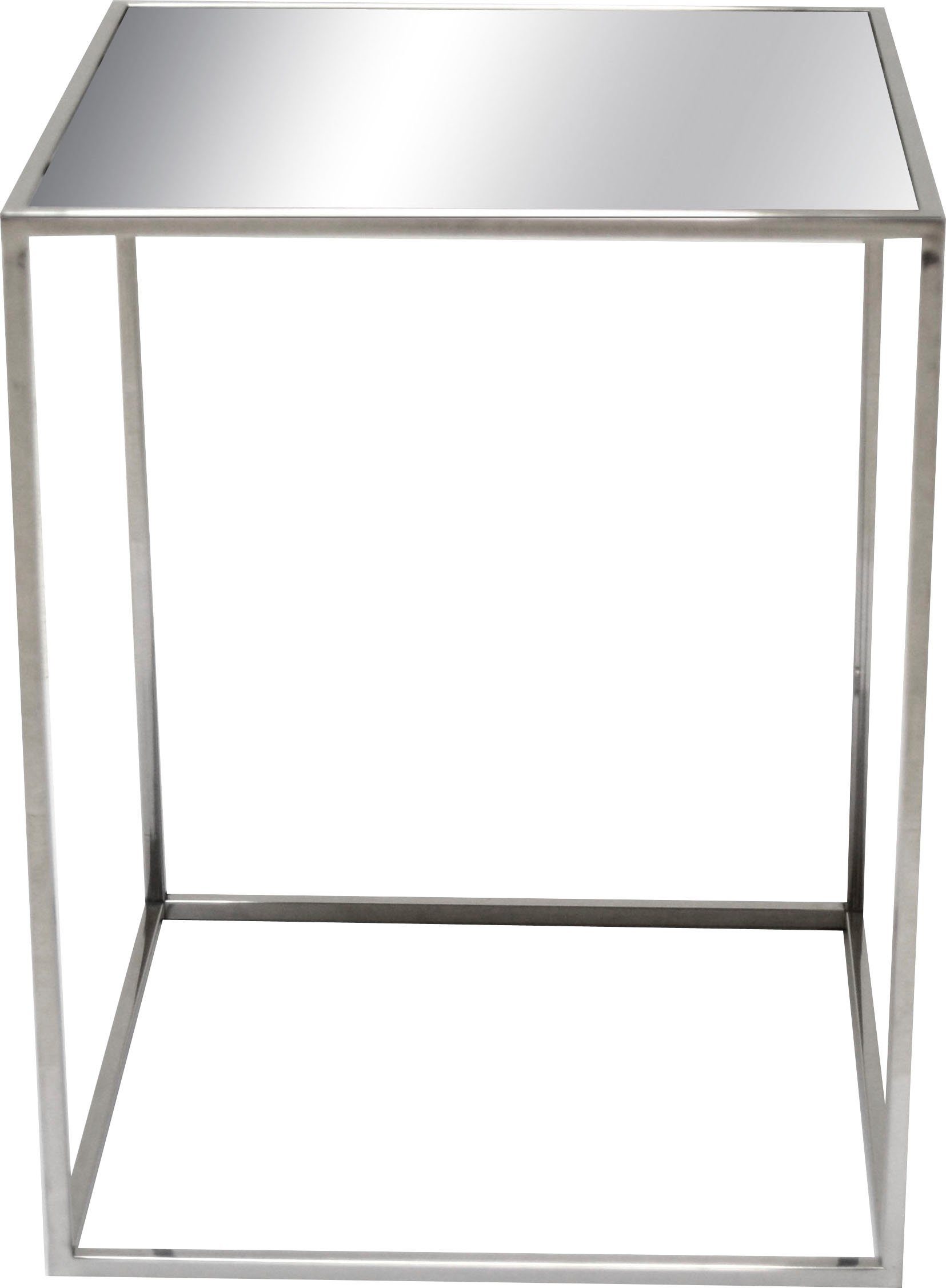 Leonique Beistelltisch, 3er Beistelltisch-Set, Edelstahl, verspiegelte Glasplatte, 45x45x55