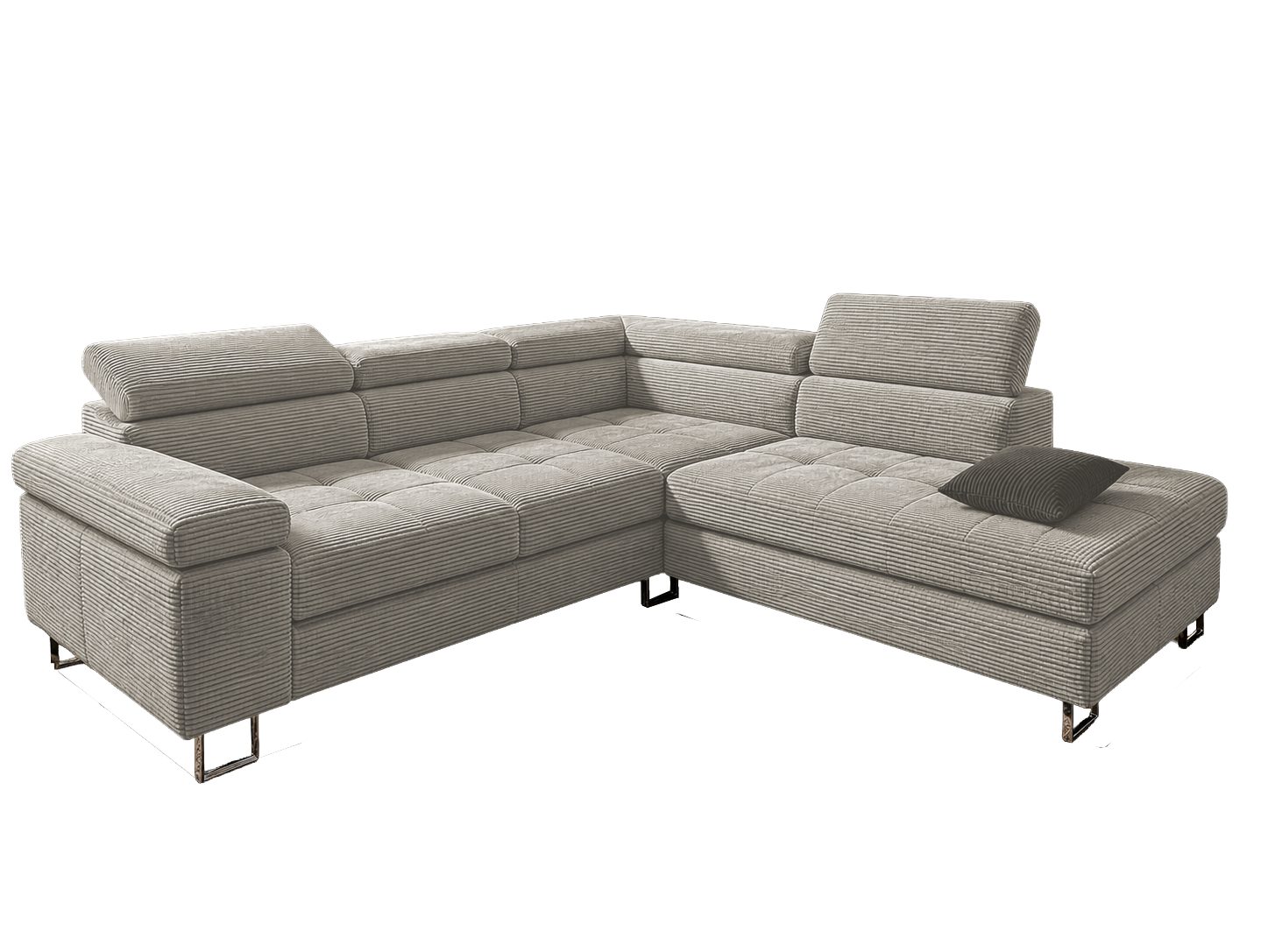 Goldstoff Ecksofa mit Schlaffunktion, Cord Couch für Wohnzimmer - Cord Ecksofa, Cord Sofa VOYAGE 2 Teile, Großer Bettkasten