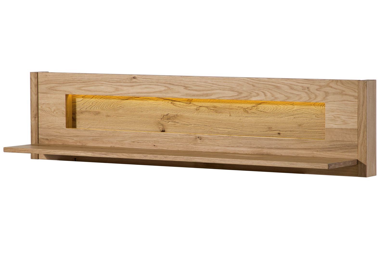 Massivmoebel24 Wandregal CARDIFF Wildeiche Massivholz natur, 1-tlg., Wildeiche 164x25x38 cm (BxTxH) natur geölt