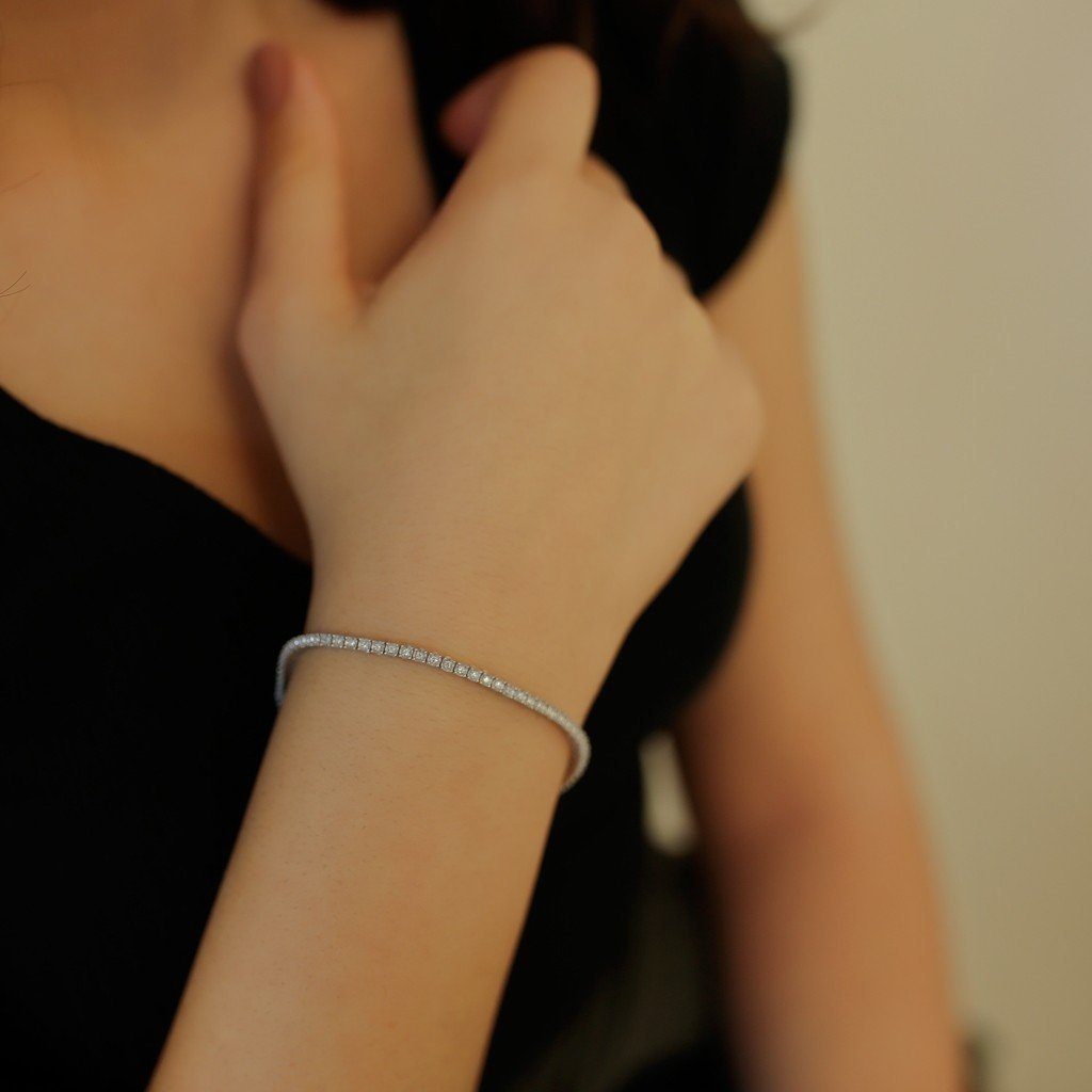 EinStein Diamant Tennisarmband Diamant Tennis Armband 14 Karat Weißgold