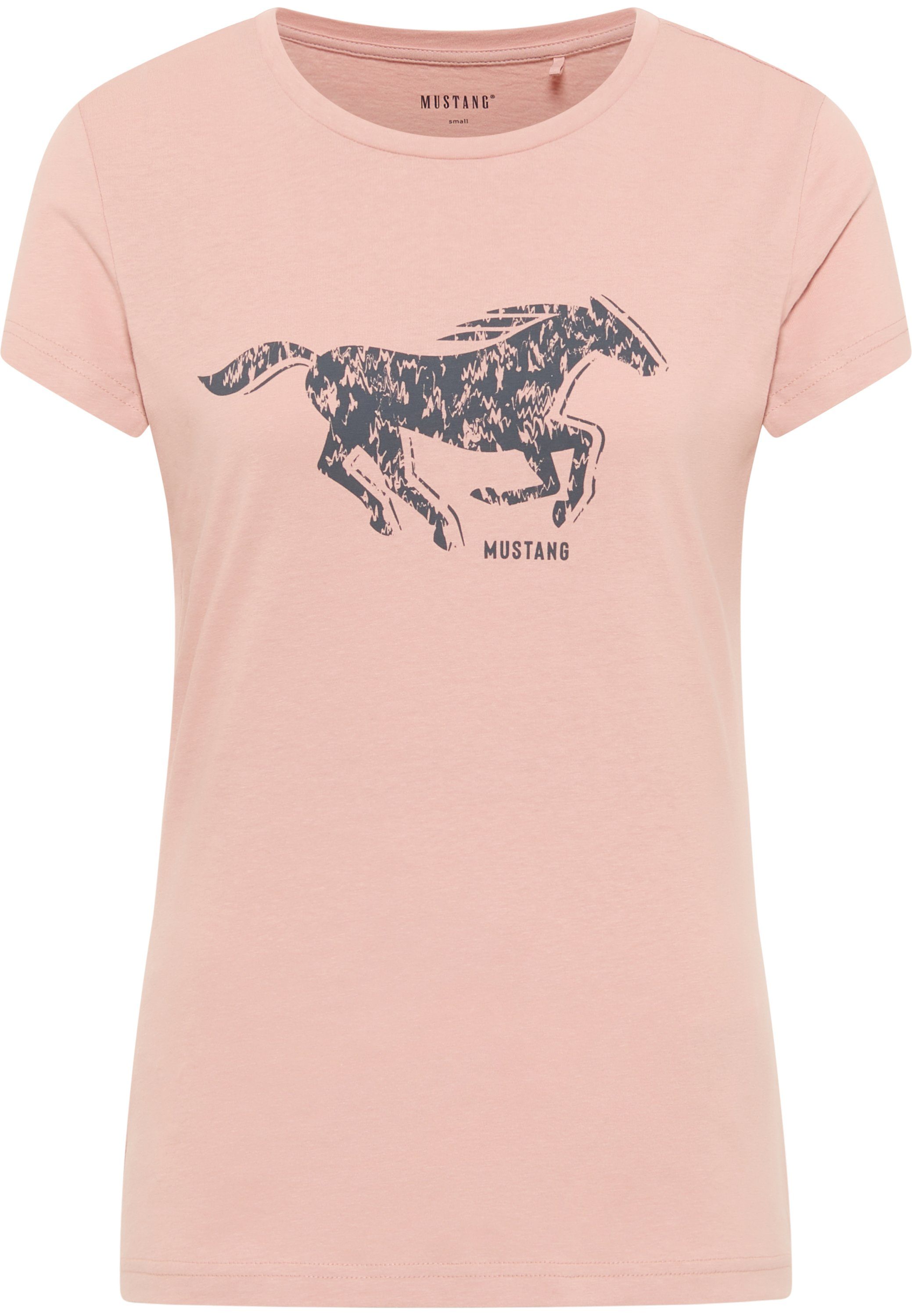 Kurzarmshirt Mustang T-Shirt MUSTANG Print-Shirt hellrosa